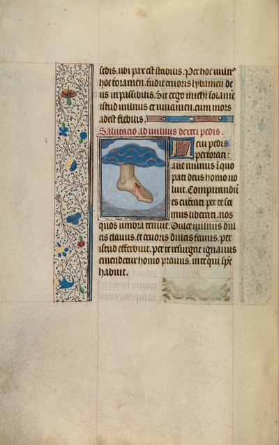 Christs left foot with wound av Willem Vrelant